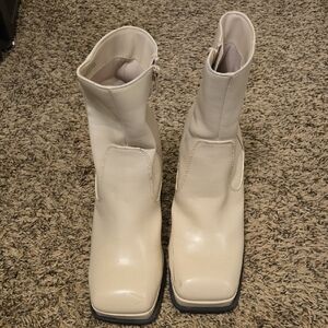 Elegant Cream Ankle Boots